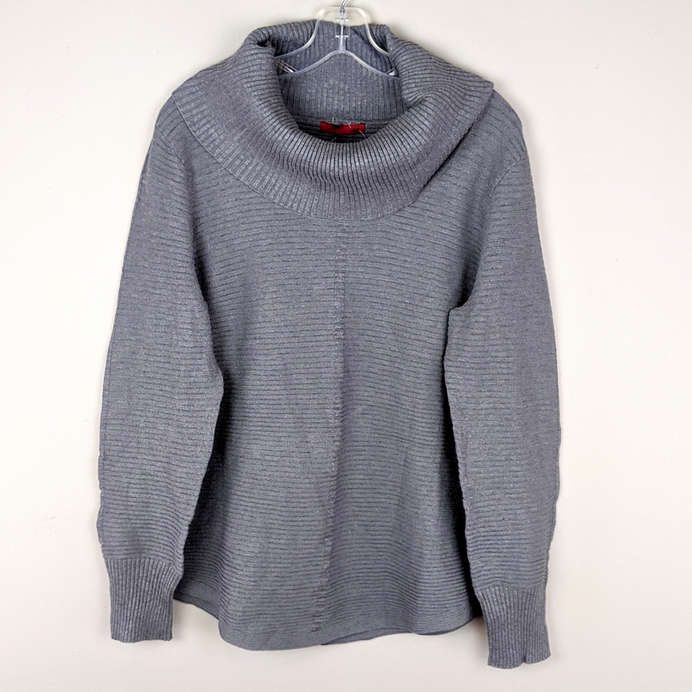 RED | Gray Cowl Neck Knit Sweater-E89